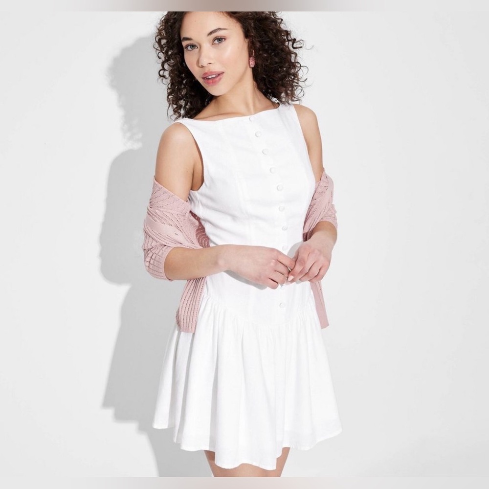 Wild Fable White Mini Skate Dress Peasant Spring Summer Normcore Nautical